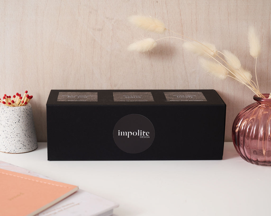 Mini travel votive soy wax handpoured scented candle gift set black box packaging